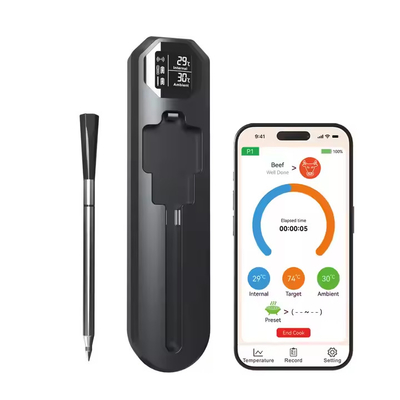 Good price Thermomètre alimentaire pour BBQ à recharge rapide étanche Thermomètre numérique de viande sans fil pour cuisson en cuisine avec alarme de contrôle APP en ligne